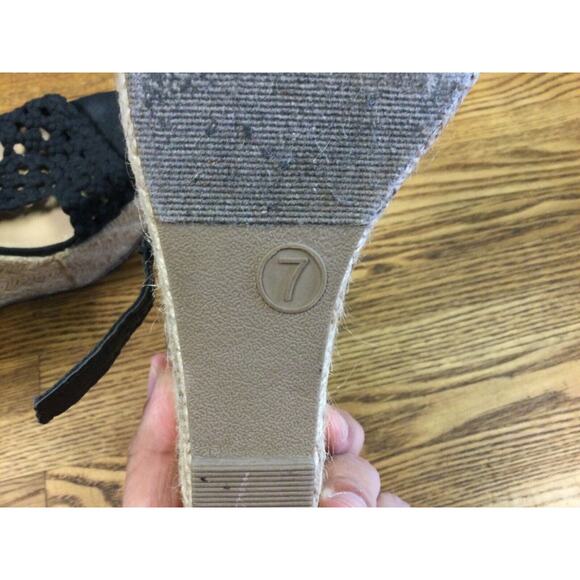 Mossimo Supply Co Women's Black Wedge Sandals Size 7 Open Toe Lace Strap 3 7/8” - Picture 7 of 12